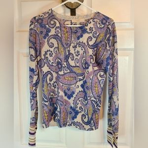 (1429) The Loft Woman's Long Sleeve Blouse,  Small  Design: Paisley Multi Color